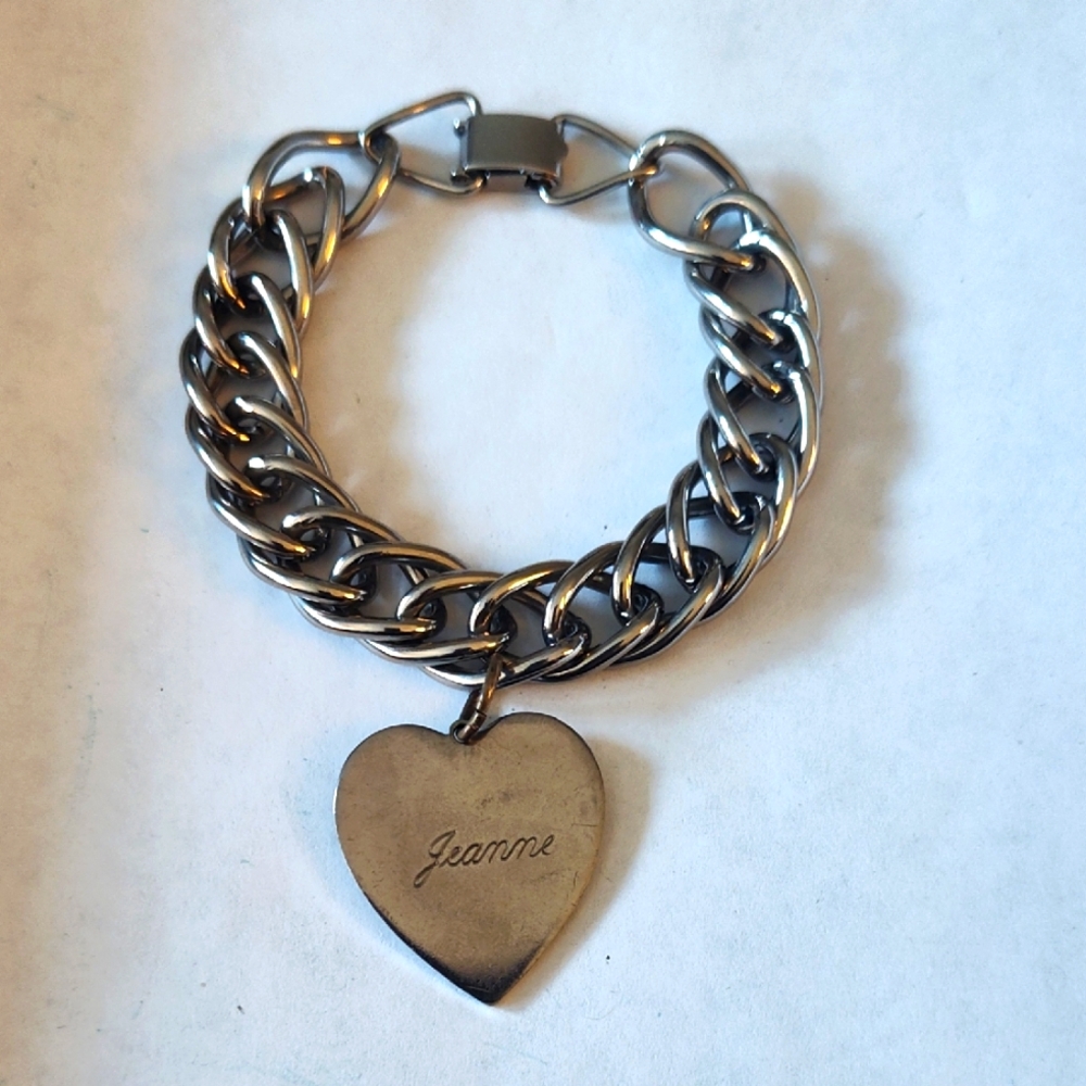 Silvertone Heart Charm Bracelet